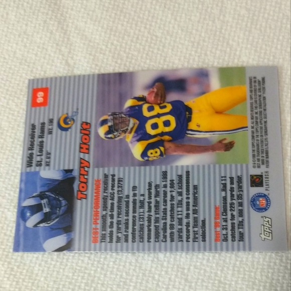 Torry Holt 1999 Bowman's Best Performers Raw NFL Football Trading Card #99 - Picture 3 of 6